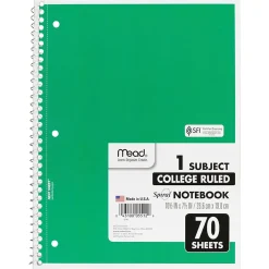 Mead 1-Subject Notebooks, 8" x 10.5", College Ruled, 70 Sheets, Assorted Colors, 6/Bundle (MEA05512-6) Discount