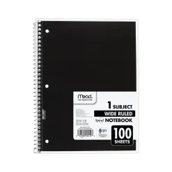 Mead 1-Subject Notebooks, 7.5" x 10.5", Wide-Ruled, 100 Sheets, Assorted Colors, 24/Carton (MEA05514CT) Online
