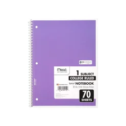 Mead 1-Subject Notebooks, 8" x 10.5", College Ruled, 70 Sheets (MEA05512) Hot