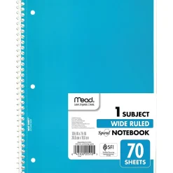 Mead 1-Subject Notebooks, 8" x 10.5", Wide Ruled, 70 Sheets, Each (05510) Online