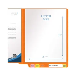 Medical Arts Press Heavy-Duty End Tab File Folder, Straight Cut, Letter-Size, Orange, 40/Box (S-09458-ORG)