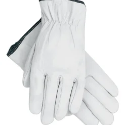 Work Gloves<MCR Safety Memphis Gloves® Driver's Gloves, Goatskin Leather, Slip-On Cuff, L Size, White, 12 PRS