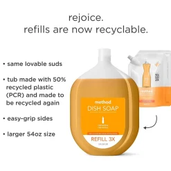 Method Liquid Dish Soap Refill, Clementine, 54 oz. (10576)