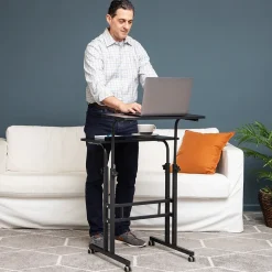 Clearance 27.5"- 39" Mobile Adjustable Sit/Stand Desk, Black (SDROLLXL-BLK) Standing Desks
