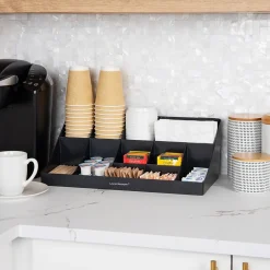 Coffee Organizers<Mind Reader 11 Compartment Plastic Condiments Countertop Organizer, Black (COMORG-BLK)