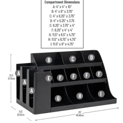 Coffee Organizers<Mind Reader 14 Compartment Plastic Cup and Condiments Countertop Organizer, Black (COMORG2-BLK)