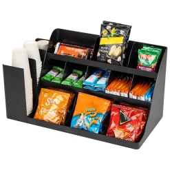 Coffee Organizers<Mind Reader 14 Compartment Plastic Cup and Condiments Countertop Organizer, Black (COMORG2-BLK)
