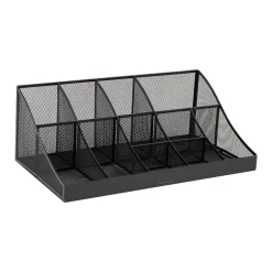 Coffee Organizers<Mind Reader 11 Compartment Metal Coffee Cup and Condiment Organizer, Black (COMORGMESH-BLK)