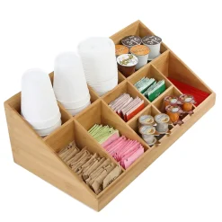 Coffee Organizers<Mind Reader 11 Compartment Wood Cup and Condiment Organizer, Brown (COMORGBM-BRN)