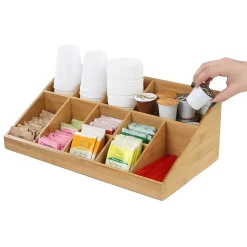 Coffee Organizers<Mind Reader 11 Compartment Wood Cup and Condiment Organizer, Brown (COMORGBM-BRN)