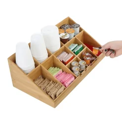 Coffee Organizers<Mind Reader 11 Compartment Wood Cup and Condiment Organizer, Brown (COMORGBM-BRN)