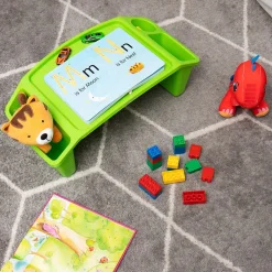 Mind Reader 10.75" x 22.25" Plastic Kids' Lap Desk Activity Tray, Green, 2/Pack (2KIDLAP-GRN)