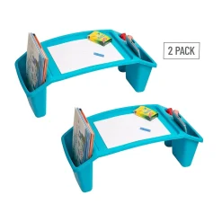 Mind Reader 10.75" x 22.25" Plastic Kids' Lap Desk Activity Tray, Blue, 2/Pack (2KIDLAP-BLU)