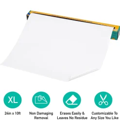 Clearance Adhesive Dry-Erase Whiteboard Roll with Dry Erase Markers, 24
