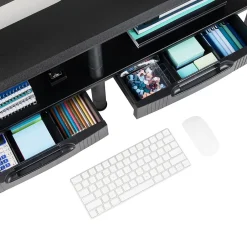 Mind Reader Adjustable Dual Monitor Stand Desktop Organizer with Drawers, Black (DBMON2TDR-BLK)* Monitor Mounts & Stands