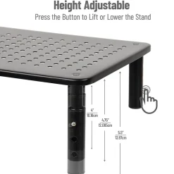 Mind Reader Adjustable Monitor Stand and Ventilated Laptop Riser, Black (4LEGMET-BLK)* Monitor Mounts & Stands