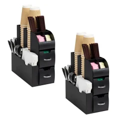 Coffee Organizers<Mind Reader 11-Compartment Coffee Cup and Condiment Organizer, Black, 2/Pack (2CAD01-BLK)