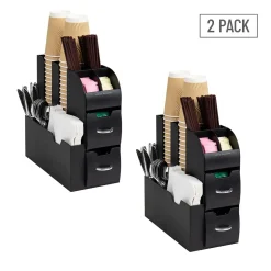 Coffee Organizers<Mind Reader 11-Compartment Coffee Cup and Condiment Organizer, Black, 2/Pack (2CAD01-BLK)