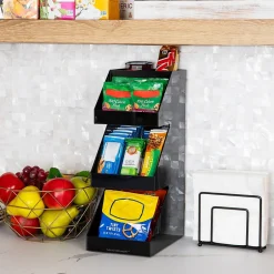 Coffee Organizers<Mind Reader 5-Compartment Coffee, Tea, Utensil and Condiment Countertop Organizer, Black (3TCORG-BLK)