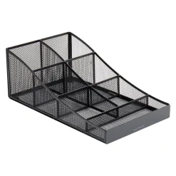 Coffee Organizers<Mind Reader 7-Compartment Metal Coffee Cup and Condiment Organizer, Black (COMP7MESH-BLK)