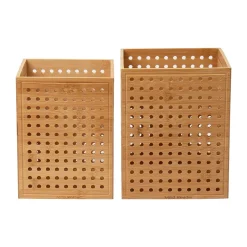 Mind Reader Lattice Collection Bamboo Wastepaper Basket Set, 1.9 and 2.6 Gallon, Brown (2LATGARB-BRN)
