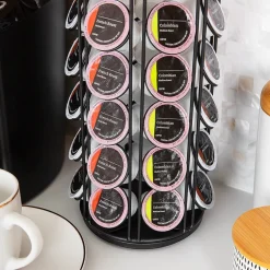 Coffee Organizers<Mind Reader Metal Single Serve Coffee Pod Carousel, 35 Pod Capacity, Black (METCAR35-BLK)