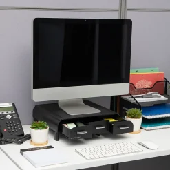 Mind Reader Monitor Stand and Desktop Organizer with 3 Storage Drawers, Black, 2/Pack (2MONSTA3D-BLK)* Monitor Mounts & Stands