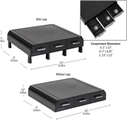 Mind Reader Monitor Stand and Desktop Organizer with 3 Storage Drawers, Black, 2/Pack (2MONSTA3D-BLK)* Monitor Mounts & Stands
