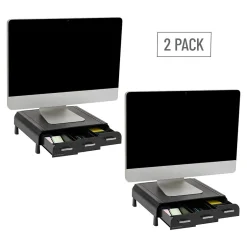 Mind Reader Monitor Stand and Desktop Organizer with 3 Storage Drawers, Black, 2/Pack (2MONSTA3D-BLK)* Monitor Mounts & Stands