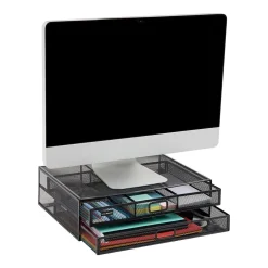 Mind Reader Monitor Stand Laptop Riser with Storage Drawer, Black (2TDMESHY-BLK)* Monitor Mounts & Stands