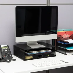 Mind Reader Monitor Stand with Office Supplies Included, Black (MONSET-BLK)* Monitor Mounts & Stands