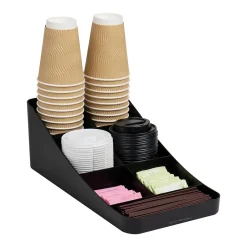 Coffee Organizers<Mind Reader Plastic 7 Compartment Coffee Cup and Condiment Organizer, Black (COMP7-BLK)