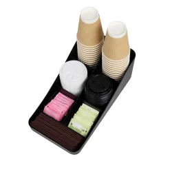 Coffee Organizers<Mind Reader Plastic 7 Compartment Coffee Cup and Condiment Organizer, Black (COMP7-BLK)