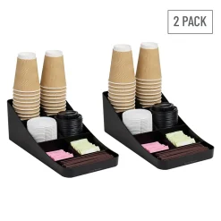 Coffee Organizers<Mind Reader Plastic 7-Compartment Coffee Cup and Condiment Organizer, Black, 2/Pack (2COMP7-BLK)
