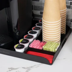 Coffee Organizers<Mind Reader Plastic 7-Compartment Countertop Coffee Organizer Tray, Black (KEUTRAY-BLK)
