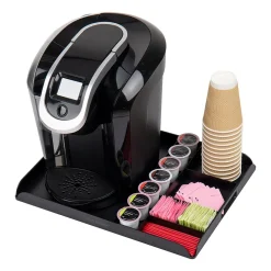 Coffee Organizers<Mind Reader Plastic 7-Compartment Countertop Coffee Organizer Tray, Black (KEUTRAY-BLK)