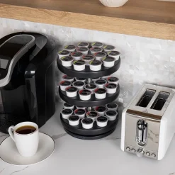 Coffee Organizers<Mind Reader Plastic 3-Tier Single Serve Pod Carousel, 45 Pod Capacity, Black (PODSUS45-BLK)