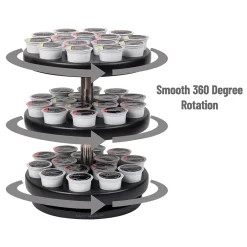 Coffee Organizers<Mind Reader Plastic 3-Tier Single Serve Pod Carousel, 45 Pod Capacity, Black (PODSUS45-BLK)