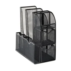 Coffee Organizers<Mind Reader 3-Tier 11-Compartment Metal Cup and Condiment Countertop Organizer, Black (MESHCAD-BLK)