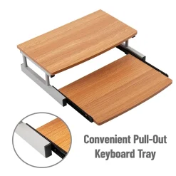 Mind Reader 2-Tier Monitor Stand with Sliding Keyboard Drawer, Brown (2TSLIDE-BRN)* Monitor Mounts & Stands