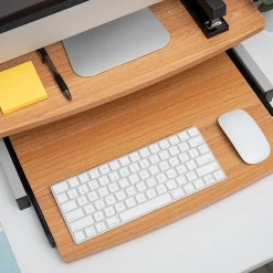 Mind Reader 2-Tier Monitor Stand with Sliding Keyboard Drawer, Brown (2TSLIDE-BRN)* Monitor Mounts & Stands