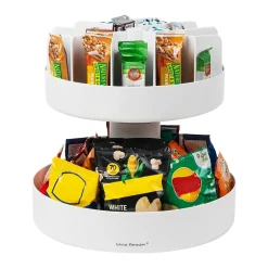 Coffee Organizers<Mind Reader 2-Tier Plastic Lazy Susan Coffee Countertop Organizer, White (SNACKCAR-WHT)