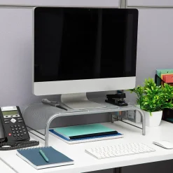 Mind Reader Ventilated Monitor Stand with Side Storage, (MESHM-SIL)* Monitor Mounts & Stands