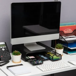 Mind Reader Ventilated Monitor Stand, Metal, Black (MONMESH-BLK)* Monitor Mounts & Stands