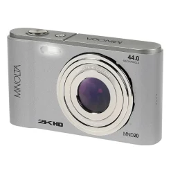 Cameras & Camcorders<MINOLTA 44 MP Digital 2.7K Quad HD Camera, 16x Digital Zoom, Silver (MND20-S)