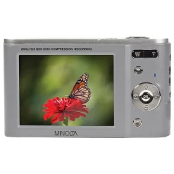 Cameras & Camcorders<MINOLTA 44 MP Digital 2.7K Quad HD Camera, 16x Digital Zoom, Silver (MND20-S)