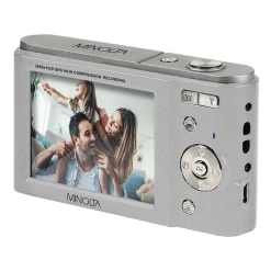 Cameras & Camcorders<MINOLTA 44 MP Digital 2.7K Quad HD Camera, 16x Digital Zoom, Silver (MND20-S)