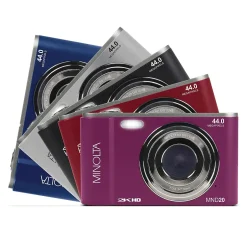 Cameras & Camcorders<MINOLTA 44 MP Digital 2.7K Quad HD Camera, 16x Digital Zoom, Silver (MND20-S)