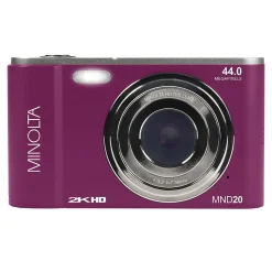 Cameras & Camcorders<MINOLTA 44 MP/2.7K Quad HD Digital Camera with 16x Digital Zoom, Magenta (MND20-M)