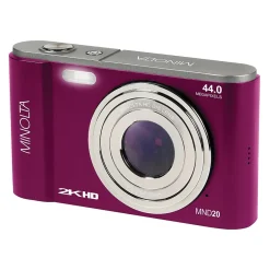 Cameras & Camcorders<MINOLTA 44 MP/2.7K Quad HD Digital Camera with 16x Digital Zoom, Magenta (MND20-M)